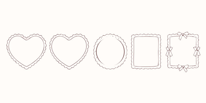 Delicate hand drawn frame shapes with decorative edges a charming silhouette