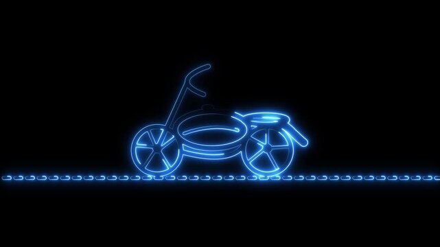 Delivery bike icon neon glowing effect animation video .Neon motorcycle bike icon animation video.