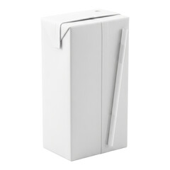 Naklejka premium Clean and minimalist white carton with a straw, ideal for beverage packaging and product presentation