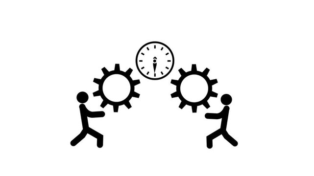 clock and gear wheel - Businessman boy.4k video