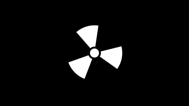 Radiation icon button animation with black background.