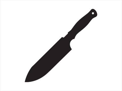 Machete icon in flat vector style, Machete silhouette, large knife cutting tool icon isolated on white background