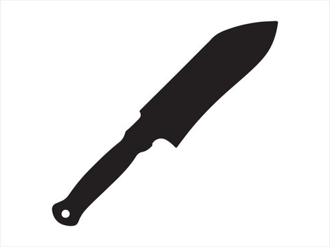 Machete icon in flat vector style, Machete silhouette, large knife cutting tool icon isolated on white background