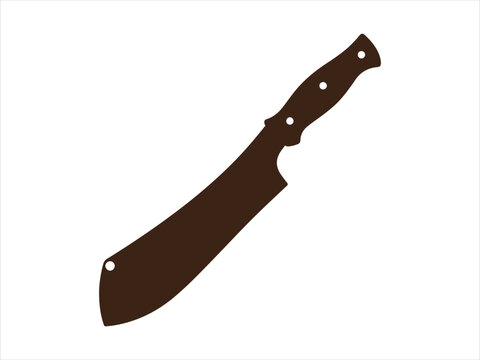 Machete icon in flat vector style, Machete silhouette, large knife cutting tool icon isolated on white background