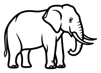 Fototapeta premium African elephant with large tusks standing in bold minimalist line art style