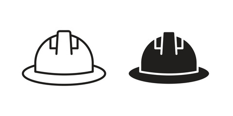 Fototapeta premium Construction safety helmet icon set. black Illustration for graphic and web design.