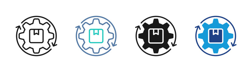 Fototapeta premium Production Blueprint icon set multiple style collection