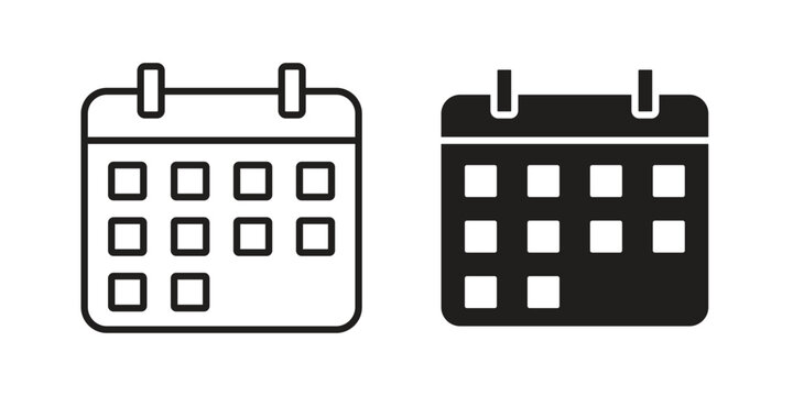 Date icon set. black Illustration for graphic and web design.