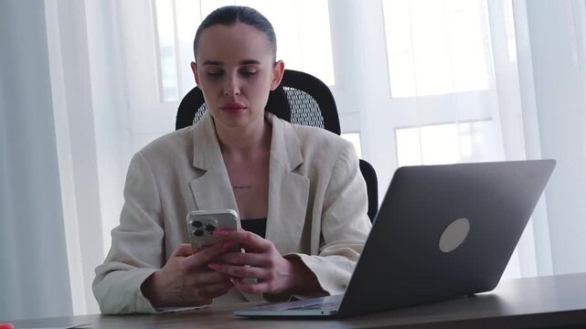 Using AI technology.
Implementing AI technology into the work process.
Modern technologies in office work and business.
Combining business and AI technology.
Office work, online correspondence, and ch