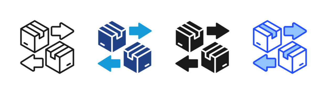 Box Movement icon set multiple style collection