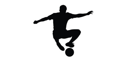 Obraz premium Dynamic silhouette of a soccer player mid-air performing a trick move