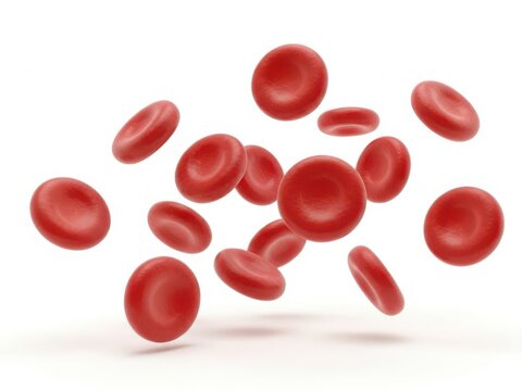 Red blood cells floating in clean space