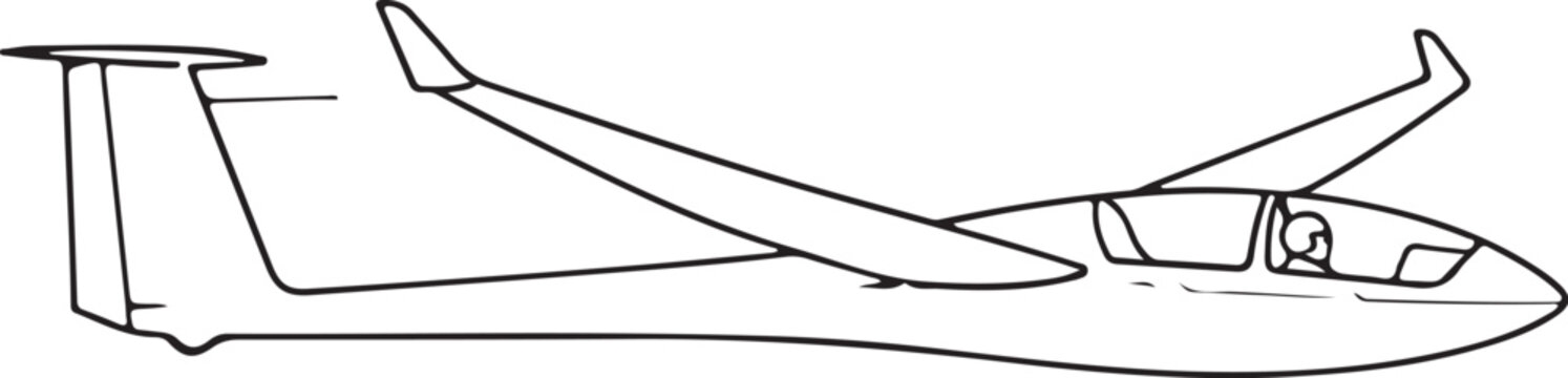Glider, sailplane, vector illustration, aircraft isolated on Transparent Background