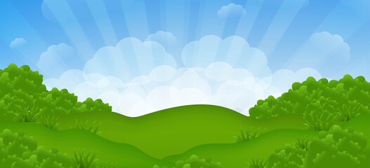 Fototapeta premium Landscape With Hill And Trees