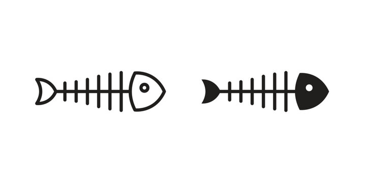 Fish bone icon set. black Illustration for graphic and web design.