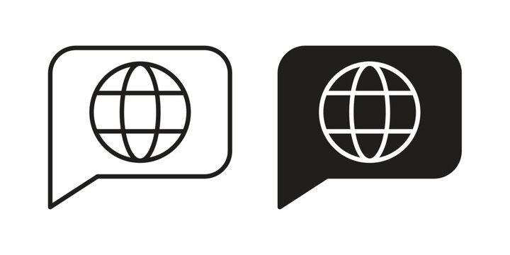 Language icon set. black Illustration for graphic and web design.