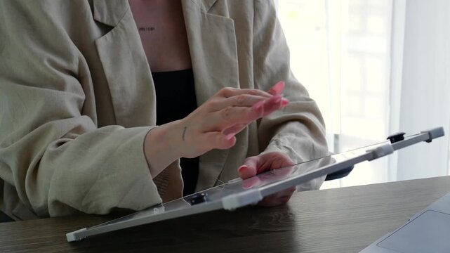 Business planning in the office.
Developing a strategy for improving online sales.
Strategy for improving service and company growth.
A businesswoman with a whiteboard demonstrates and explains a stra