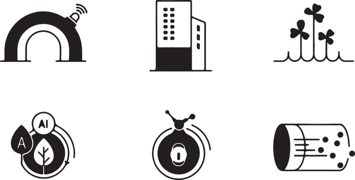 Black and white biodiversity infrastructure symbols