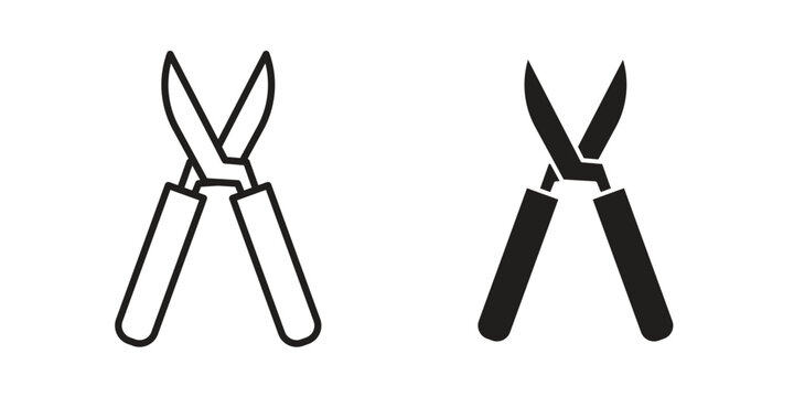 Pruning shears icon set. black Illustration for graphic and web design.