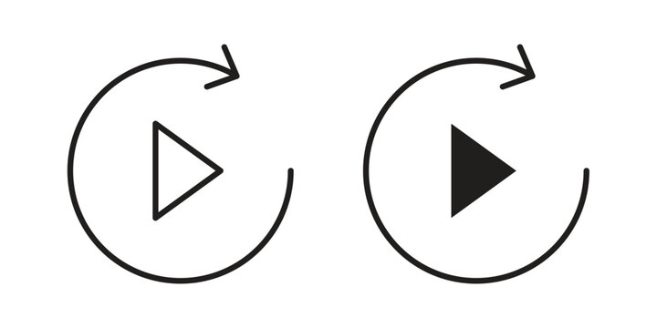 Replay icon set. black Illustration for graphic and web design.