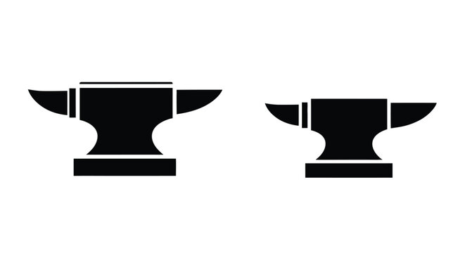 Two black anvil illustrations with distinct shapes on transparent background silhouette