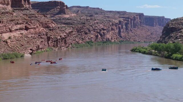 Rafters on Colorado River in Moab Utah