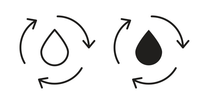Water recycling icon set. black Illustration for graphic and web design.
