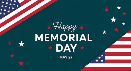 Obraz premium Honoring heroes a patriotic memorial day background with american flags stars and festive typography