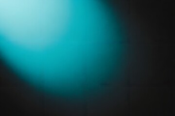 Obraz premium Grainy Soft Cyan Teal Glow Fade on Dark Grid Background – Ethereal Abstract Minimalist Cool Texture Backdrop