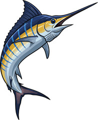 Naklejka premium Dynamic Blue Marlin Jumping Vector Illustration for Fishing and Marine Design