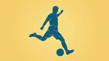 Fototapeta premium Soccer player silhouette kicking a football, minimalist sports illustration
