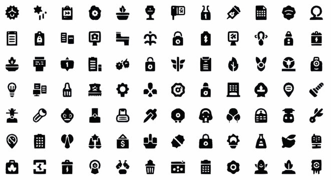Various business and technology icons.