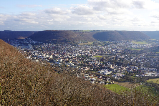 A panoramic view of Geislingen an der Steige town, Germany