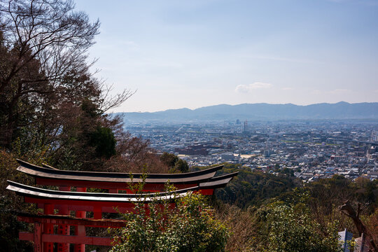 Kyoto City View from Fushimi Inari-taisha Shrine with Torii Gates