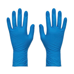 Obraz premium Pair of blue disposable nitrile gloves shown from the front view