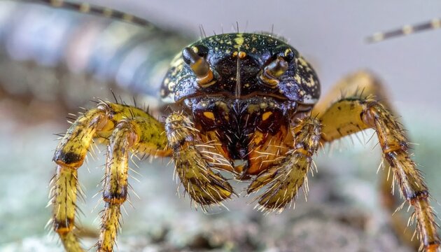 Extreme Macro Shot of a Detailed Spiders Face.