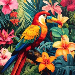 Obraz premium Tropische Vogel-Collage