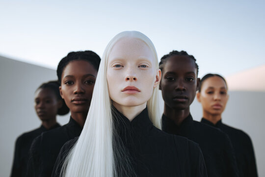 High-fashion models of different ethnicities 