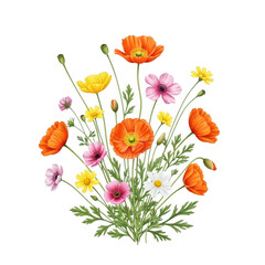Naklejka premium A vibrant bouquet of wildflowers in soft pastel and bright colors