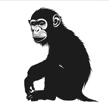 black silhouette monkey on a white backgrounk vector