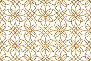 Fototapeta premium A beautiful golden floral pattern on a white background