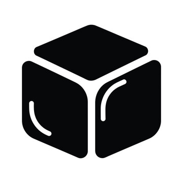 Abstract geometric cube with curved elements on two faces