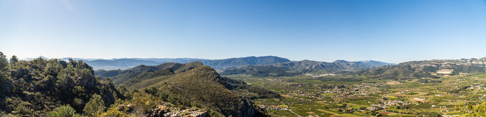 Obraz premium Landscape with mountains on a sunny day, in Marxuquera, Gandia. Comunidad Valenciana, Spain.