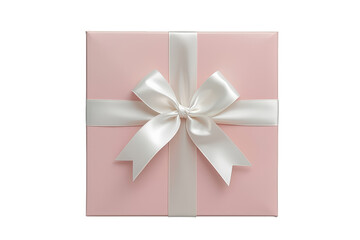 Naklejka premium Pink gift box with white satin bow presenting a surprise for celebration, holiday, birthday, or anniversary on transparent background