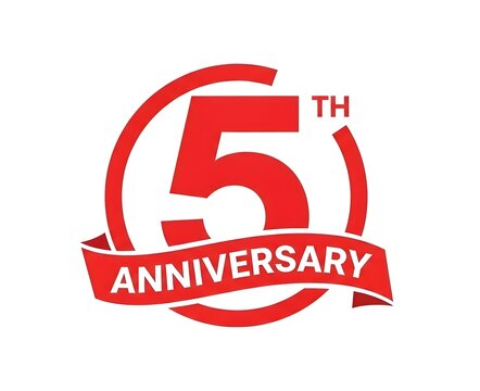 Vibrant red 51st anniversary emblem with a dynamic ribbon banner, celebrating over five decades of success and achievement with bold typography.