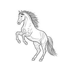 Obraz premium Majestic Horse Rearing Up, Elegant Line Art Illustration