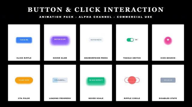 UI Button Animations Pack - Click Interaction & Effects