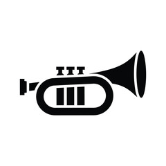 Classic trumpet icon with three valves and bell © Md