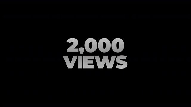 2k views counting number social media on transparent background. counter number like social media increasing to 2 thousands. motion text 4k video with alpha channel