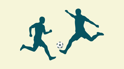 Two silhouette soccer players in action with a football on light background © Vectora